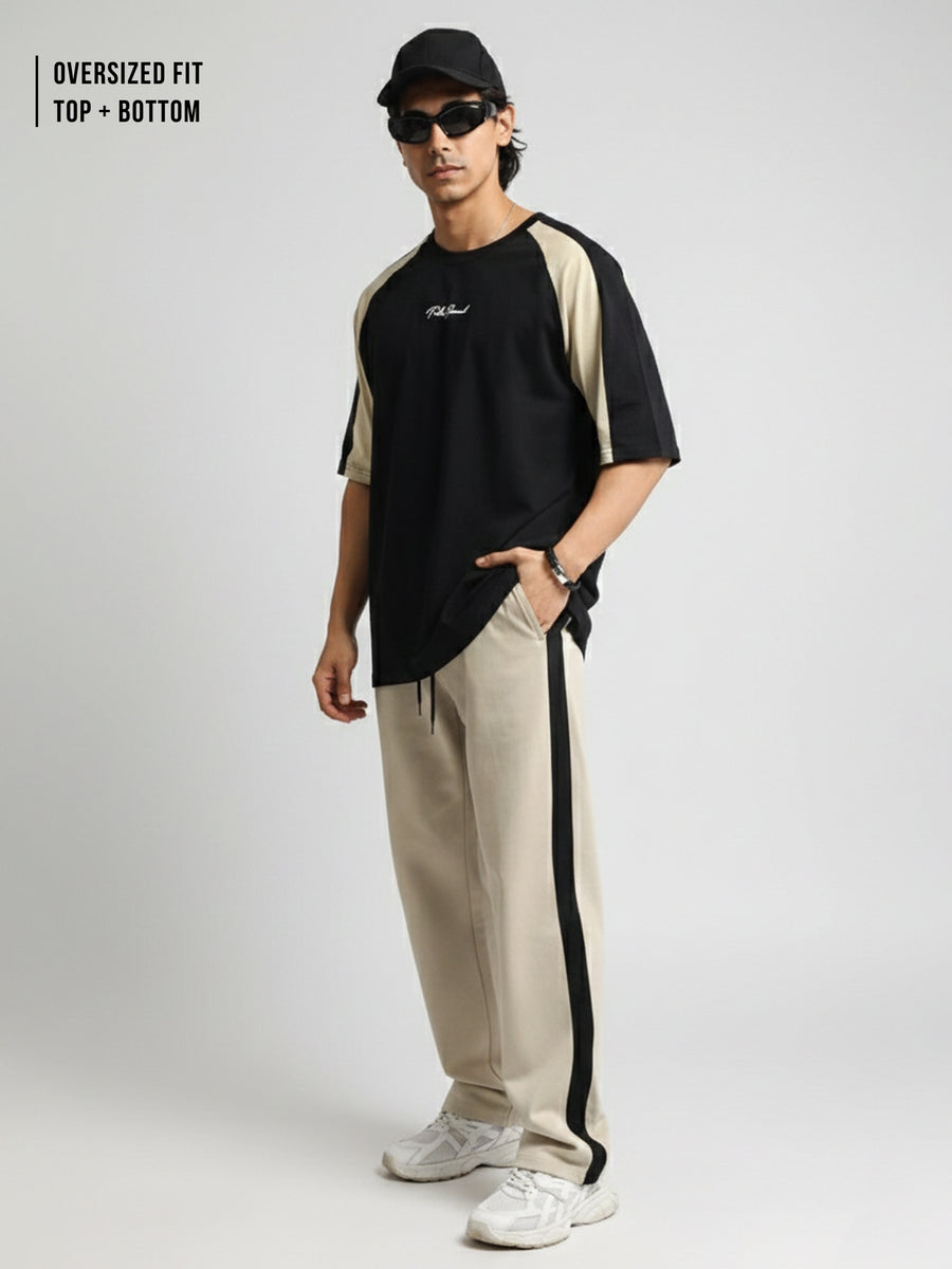 Black & Biscuit Colour-Block Co-Ord Set