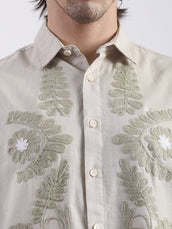 Medallion Embroidery Biscuit Shirt