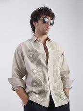 Medallion Embroidery Biscuit Shirt