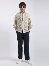 Medallion Embroidery Biscuit Shirt