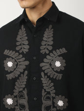 Medallion Embroidery Black Shirt