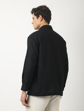 Medallion Embroidery Black Shirt