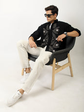 Medallion Embroidery Black Shirt