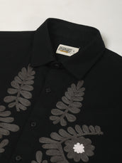 Medallion Embroidery Black Shirt