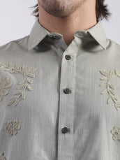 Sage Garden Embroidery Spray Green Shacket