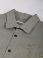 Sage Garden Embroidery Spray Green Shacket