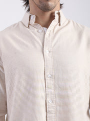 Mini Checks Beige Full Sleeve Shirt