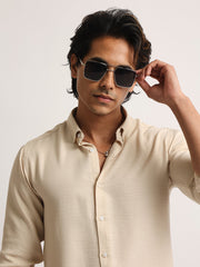 Super Twill Beige Full Sleeve Shirt