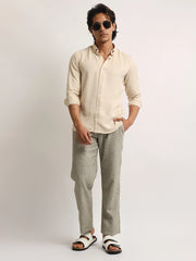 Super Twill Beige Full Sleeve Shirt