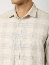 Beige Windowpane Check Shirt