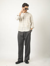 Beige Windowpane Check Shirt