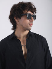 Geometric Black Full Sleeve Shirt