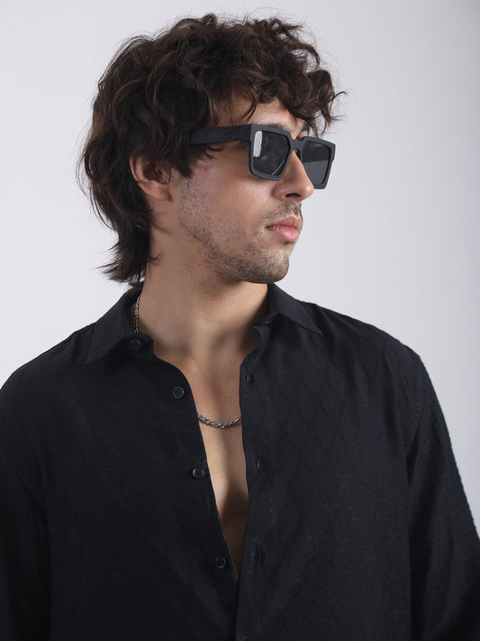 Geometric Black Full Sleeve Shirt