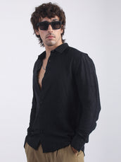 Geometric Black Full Sleeve Shirt