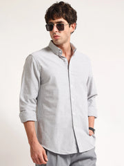 Oxford Stripes Black Full Sleeve Shirt