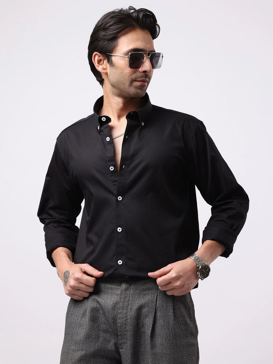 Soft Twill Black Full Sleeve Shirt