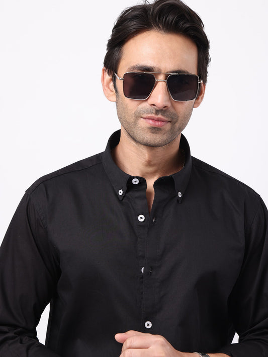 Soft Twill Black Full Sleeve Shirt