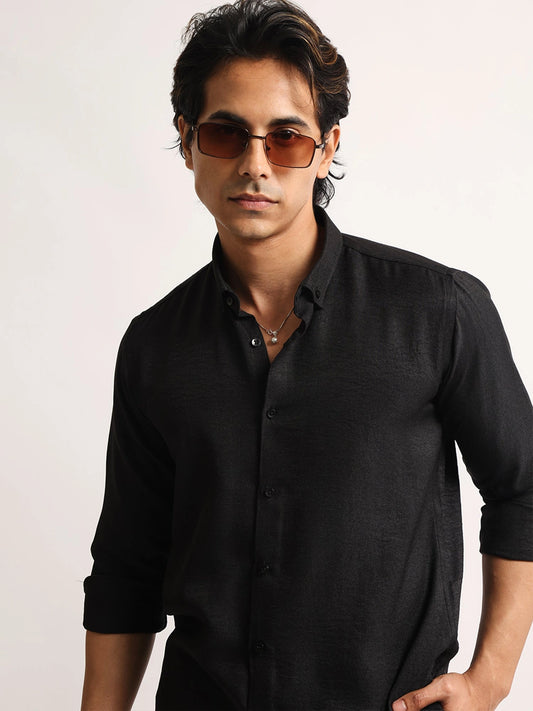 Super Twill Black Full Sleeve Shirt