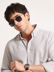 Oxford Stripes Brown Full Sleeve Shirt