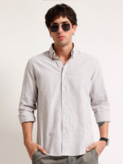 Oxford Stripes Brown Full Sleeve Shirt