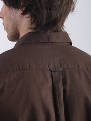 Cotton Linen Dark Brown Full Sleeve Shirt