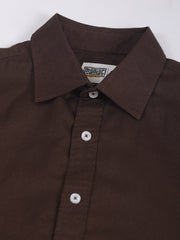 Cotton Linen Dark Brown Full Sleeve Shirt