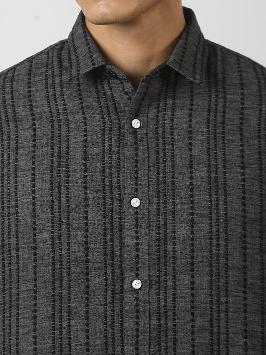 Broken Pinstripes Dark Grey Shirt