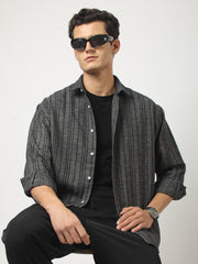 Broken Pinstripes Dark Grey Shirt