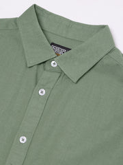 Cotton Linen Green Full Sleeve Shirt