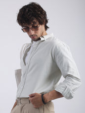 Oxford Stripes Green Full Sleeve Shirt