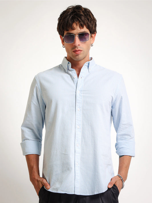 Oxford Stripes Light Blue Full Sleeve Shirt