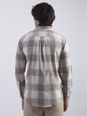 Cotton Linen Checks Light Brown Full Sleeve Shirt
