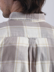 Cotton Linen Checks Light Brown Full Sleeve Shirt