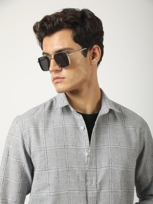 Light Grey Checks Shirt