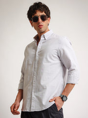 Oxford Stripes Light Grey Full Sleeve Shirt