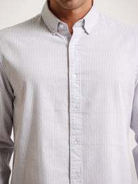 Oxford Stripes Light Grey Full Sleeve Shirt