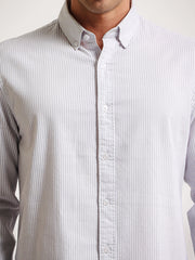 Oxford Stripes Light Grey Full Sleeve Shirt