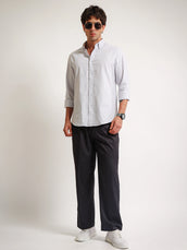 Oxford Stripes Light Grey Full Sleeve Shirt