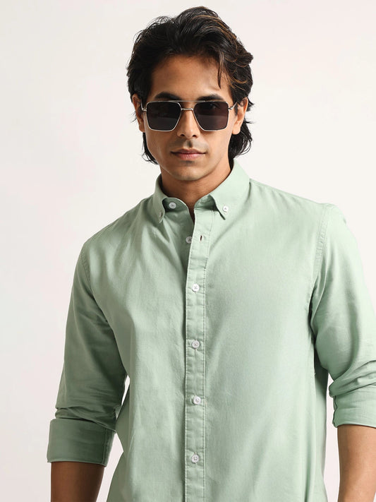 Oxford Light Green Full Sleeve Shirt