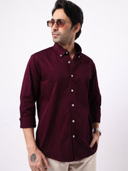 Soft Twill Maroon Full Sleeve Shirt