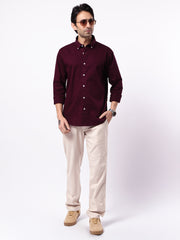 Soft Twill Maroon Full Sleeve Shirt