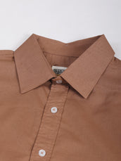 Cotton Linen Mocha Brown Full Sleeve Shirt