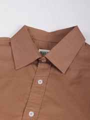Cotton Linen Mocha Brown Full Sleeve Shirt