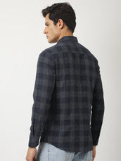 Navy Windowpane Checks Shirt
