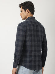 Navy Windowpane Checks Shirt