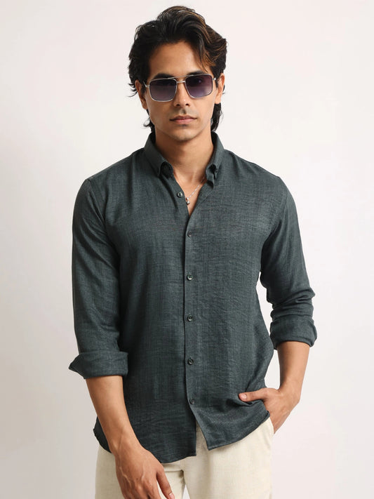 Super Twill Olive Full Sleeve Shirt