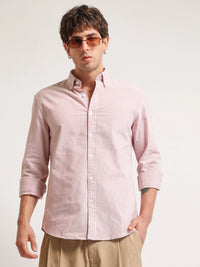 Oxford Stripes Red Full Sleeve Shirt