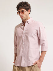 Oxford Stripes Red Full Sleeve Shirt