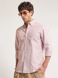 Oxford Stripes Red Full Sleeve Shirt