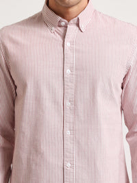 Oxford Stripes Red Full Sleeve Shirt
